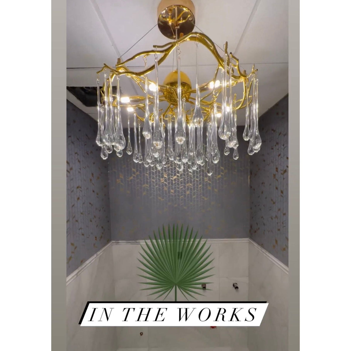 Dawn Teardrop Branch Brass Round Chandelier - Zelno Lighting