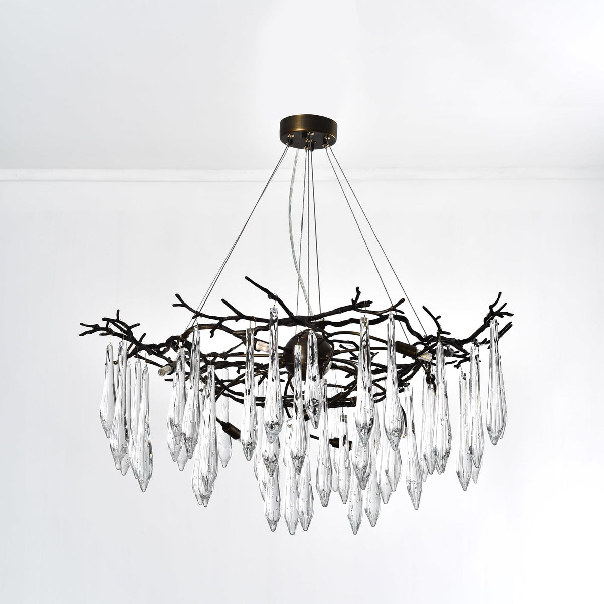 Dawn Teardrop Branch Brass Round Chandelier - Zelno Lighting
