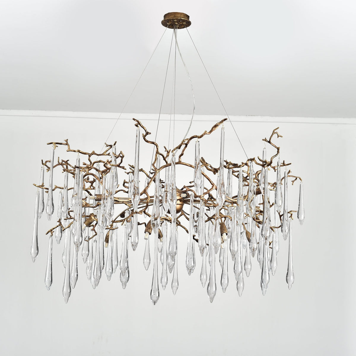 Dawn Teardrop Branch Brass Round Chandelier - Zelno Lighting