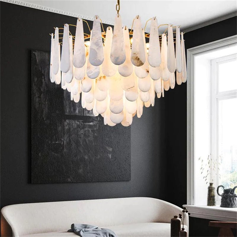 Deborah Alabaster Foyer Chandelier Lighting, Luxury Modern Lighting - Zelno Lighting