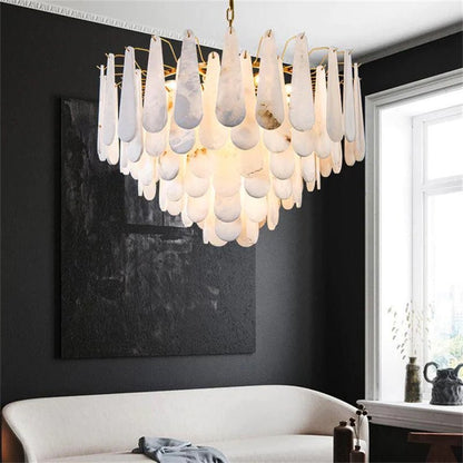 Deborah Alabaster Foyer Chandelier Lighting, Luxury Modern Lighting - Zelno Lighting