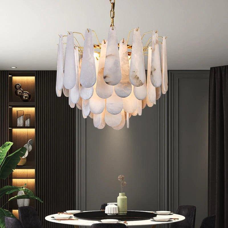 Deborah Alabaster Foyer Chandelier Lighting, Luxury Modern Lighting - Zelno Lighting
