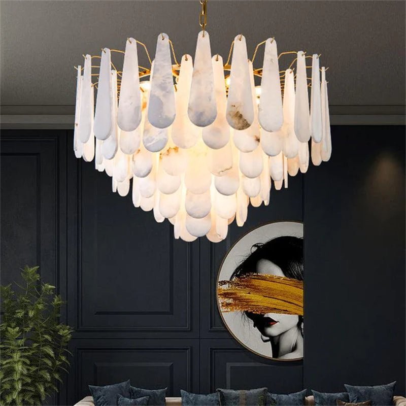 Deborah Alabaster Foyer Chandelier Lighting, Luxury Modern Lighting - Zelno Lighting