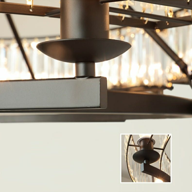 Decorative 6/ 8/ 10/ 12-Light Crystal Ceiling Chandelier Triangular Prism Island Light Fixture Metal Shade for Living Room - Zelno Lighting