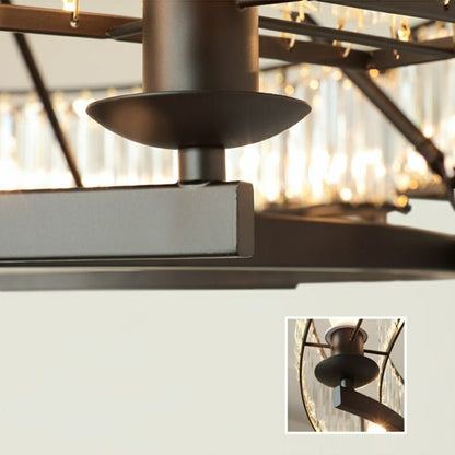 Decorative 6/ 8/ 10/ 12-Light Crystal Ceiling Chandelier Triangular Prism Island Light Fixture Metal Shade for Living Room - Zelno Lighting