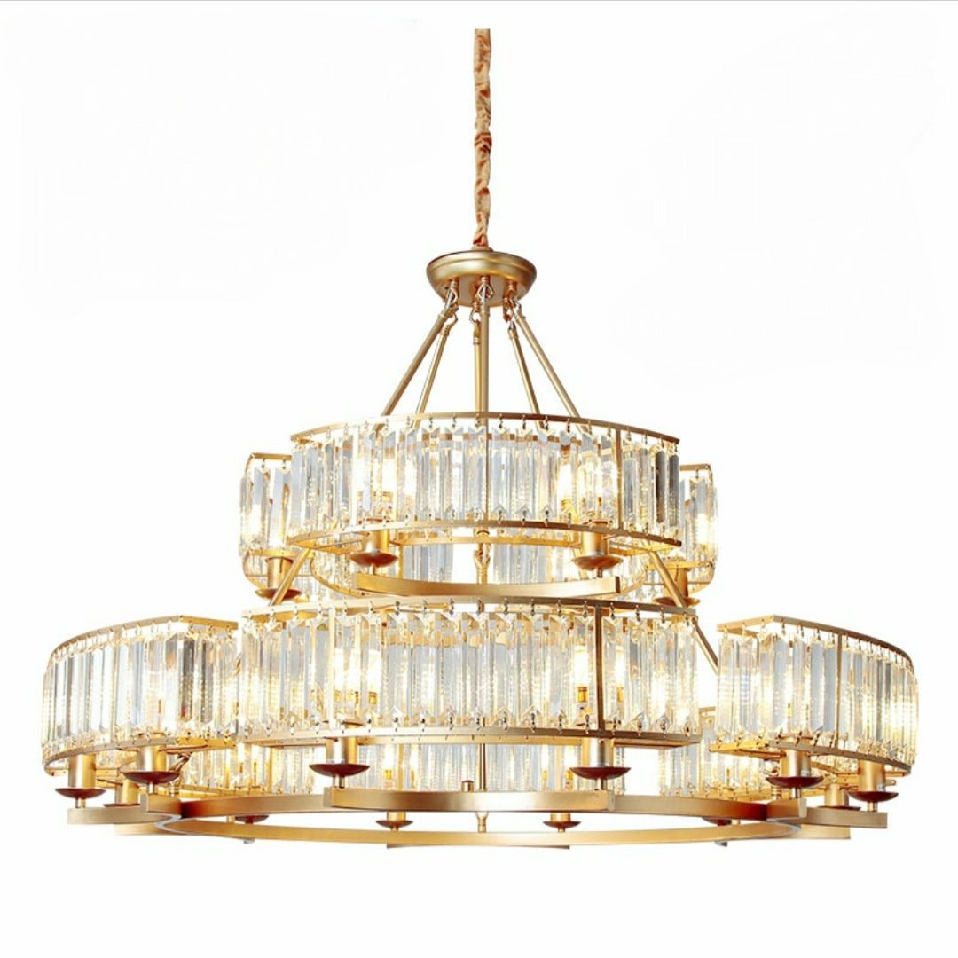 Decorative 6/ 8/ 10/ 12-Light Crystal Ceiling Chandelier Triangular Prism Island Light Fixture Metal Shade for Living Room - Zelno Lighting