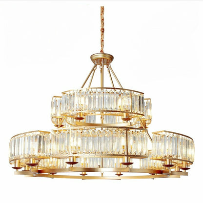 Decorative 6/ 8/ 10/ 12-Light Crystal Ceiling Chandelier Triangular Prism Island Light Fixture Metal Shade for Living Room - Zelno Lighting