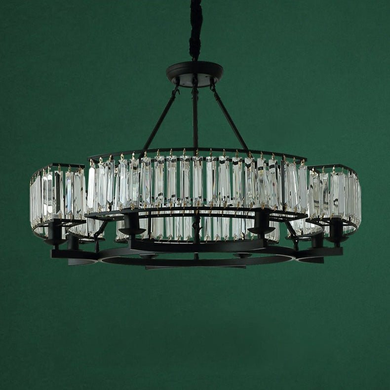 Decorative 6/ 8/ 10/ 12-Light Crystal Ceiling Chandelier Triangular Prism Island Light Fixture Metal Shade for Living Room - Zelno Lighting