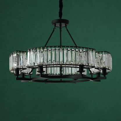 Decorative 6/ 8/ 10/ 12-Light Crystal Ceiling Chandelier Triangular Prism Island Light Fixture Metal Shade for Living Room - Zelno Lighting