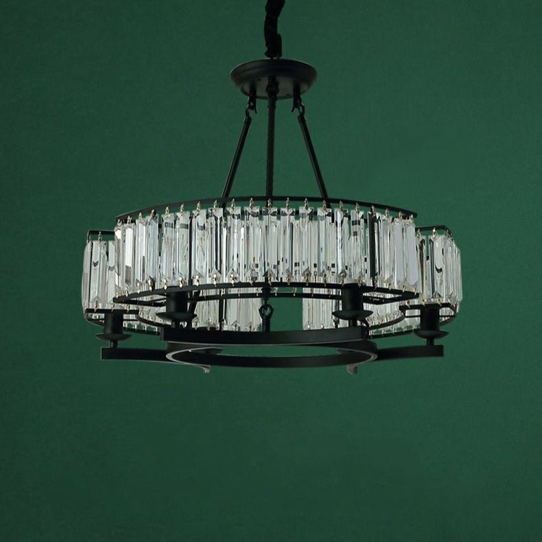 Decorative 6/ 8/ 10/ 12-Light Crystal Ceiling Chandelier Triangular Prism Island Light Fixture Metal Shade for Living Room - Zelno Lighting