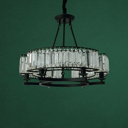 Decorative 6/ 8/ 10/ 12-Light Crystal Ceiling Chandelier Triangular Prism Island Light Fixture Metal Shade for Living Room - Zelno Lighting