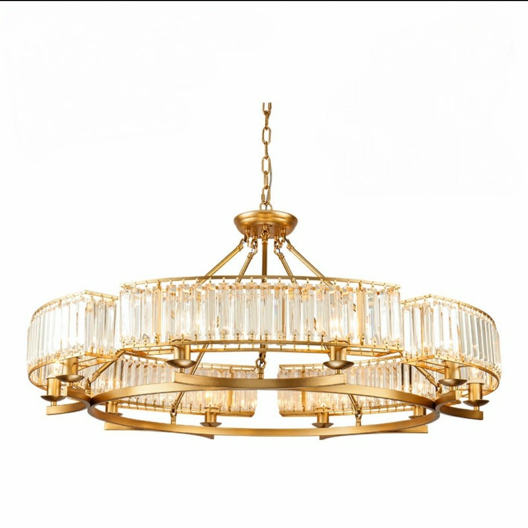 Decorative 6/ 8/ 10/ 12-Light Crystal Ceiling Chandelier Triangular Prism Island Light Fixture Metal Shade for Living Room - Zelno Lighting