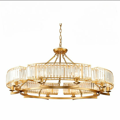 Decorative 6/ 8/ 10/ 12-Light Crystal Ceiling Chandelier Triangular Prism Island Light Fixture Metal Shade for Living Room - Zelno Lighting