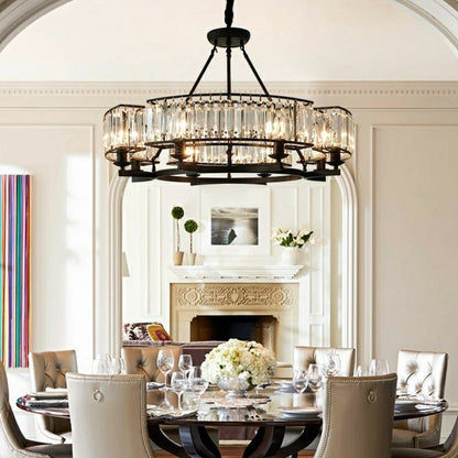 Decorative 6/ 8/ 10/ 12-Light Crystal Ceiling Chandelier Triangular Prism Island Light Fixture Metal Shade for Living Room - Zelno Lighting
