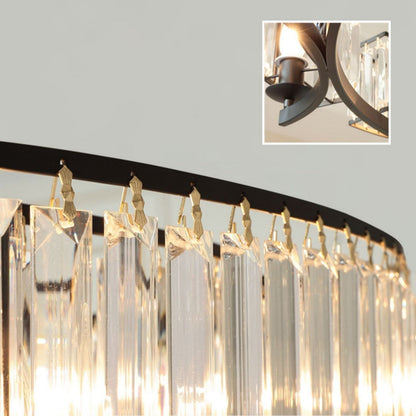 Decorative 6/ 8/ 10/ 12-Light Crystal Ceiling Chandelier Triangular Prism Island Light Fixture Metal Shade for Living Room - Zelno Lighting
