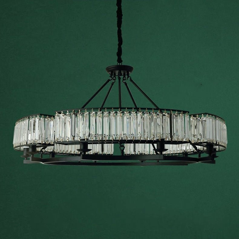 Decorative 6/ 8/ 10/ 12-Light Crystal Ceiling Chandelier Triangular Prism Island Light Fixture Metal Shade for Living Room - Zelno Lighting