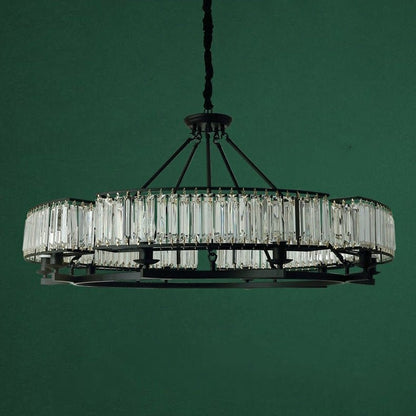 Decorative 6/ 8/ 10/ 12-Light Crystal Ceiling Chandelier Triangular Prism Island Light Fixture Metal Shade for Living Room - Zelno Lighting