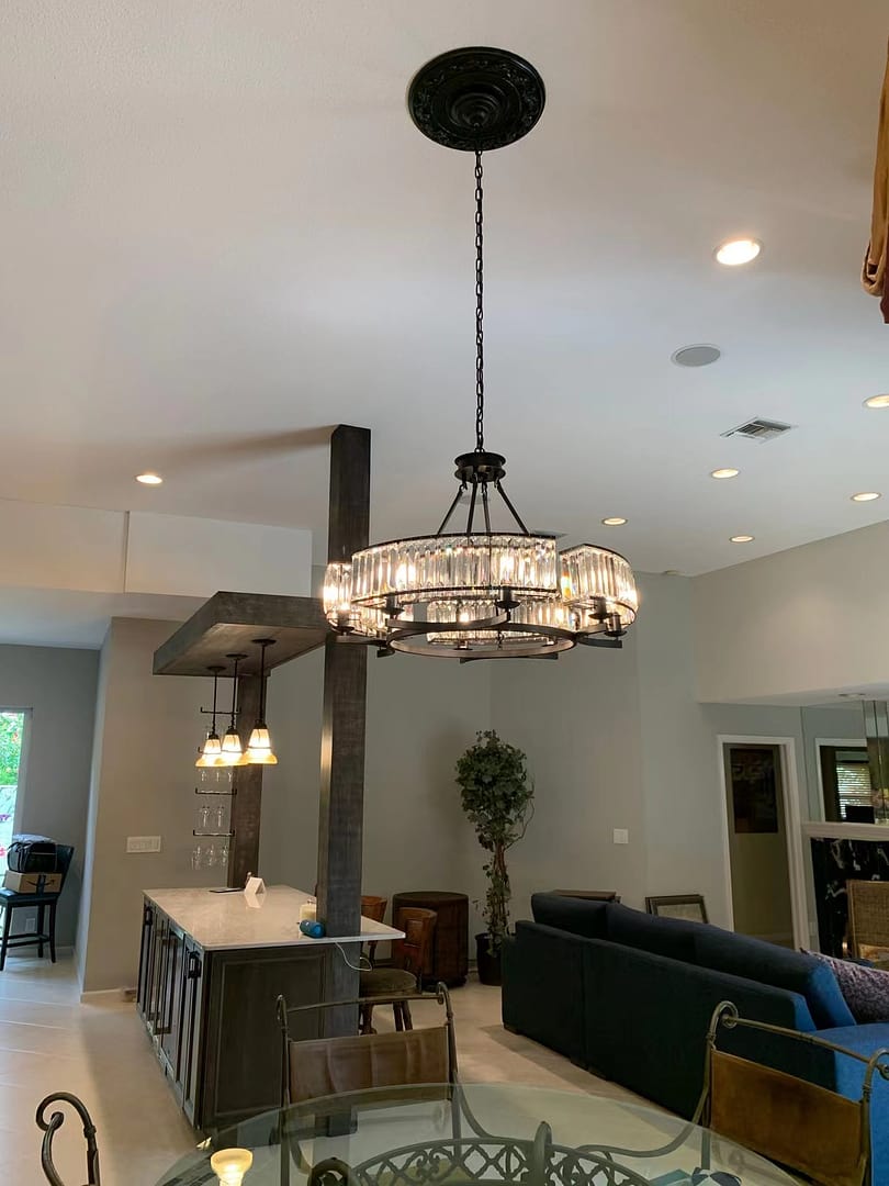 Decorative 6/ 8/ 10/ 12-Light Crystal Ceiling Chandelier Triangular Prism Island Light Fixture Metal Shade for Living Room - Zelno Lighting