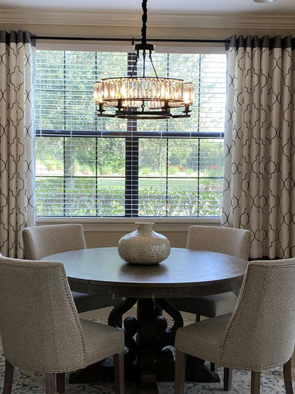 Decorative 6/ 8/ 10/ 12-Light Crystal Ceiling Chandelier Triangular Prism Island Light Fixture Metal Shade for Living Room - Zelno Lighting