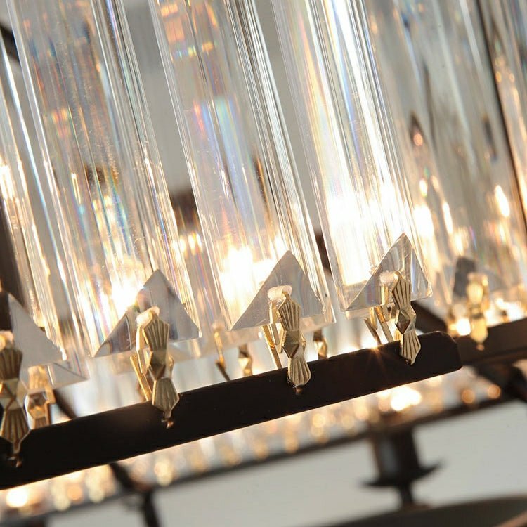 Decorative 6/ 8/ 10/ 12-Light Crystal Ceiling Chandelier Triangular Prism Island Light Fixture Metal Shade for Living Room - Zelno Lighting