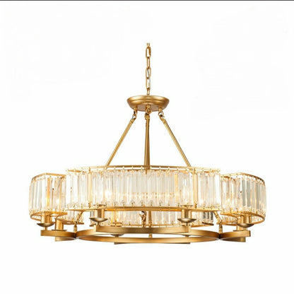 Decorative 6/ 8/ 10/ 12-Light Crystal Ceiling Chandelier Triangular Prism Island Light Fixture Metal Shade for Living Room - Zelno Lighting