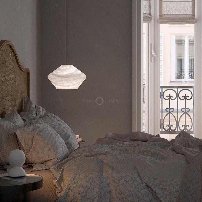 Decorative Alabaster Bedside Pendant Light, Living Room Pendant Light - Zelno
