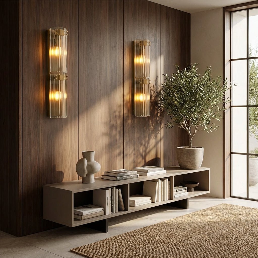 Delsia Fluted Glass Wall Sconce - zelnolighting