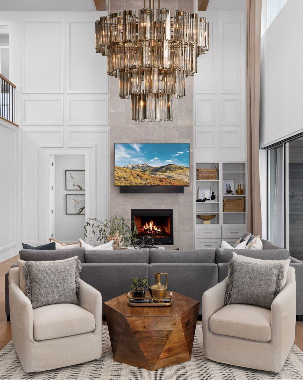 Delsie Round Chandelier 38''48''60'' - Zelno Lighting