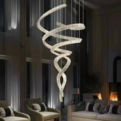 Designer Foyer Living Room Ceiling Light Fixture Stylish Spiral Crystal Chandelier for Hotel Entrance - Zelno Lighting