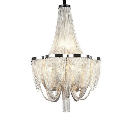 Designer Models Oversized Aluminium Long Tassel Pendant Chendelier for Large Living Room/Staircase/Villa - Zelno