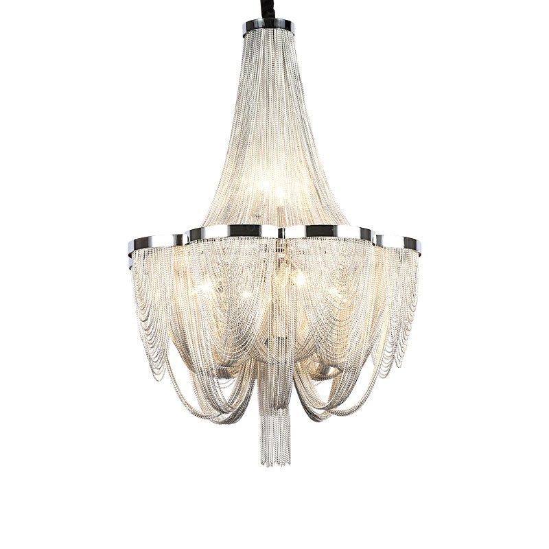Designer Models Oversized Aluminium Long Tassel Pendant Chendelier for Large Living Room/Staircase/Villa - zelnolighting