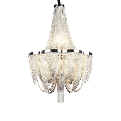 Designer Models Oversized Aluminium Long Tassel Pendant Chendelier for Large Living Room/Staircase/Villa - zelnolighting