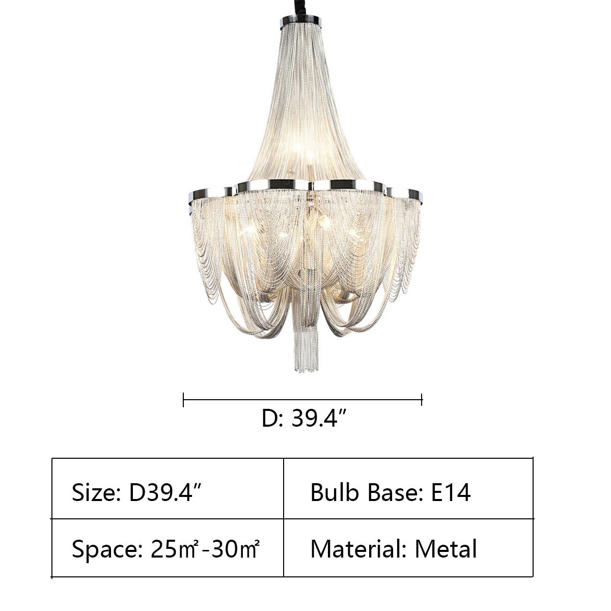 Designer Models Oversized Aluminium Long Tassel Pendant Chendelier for Large Living Room/Staircase/Villa - zelnolighting