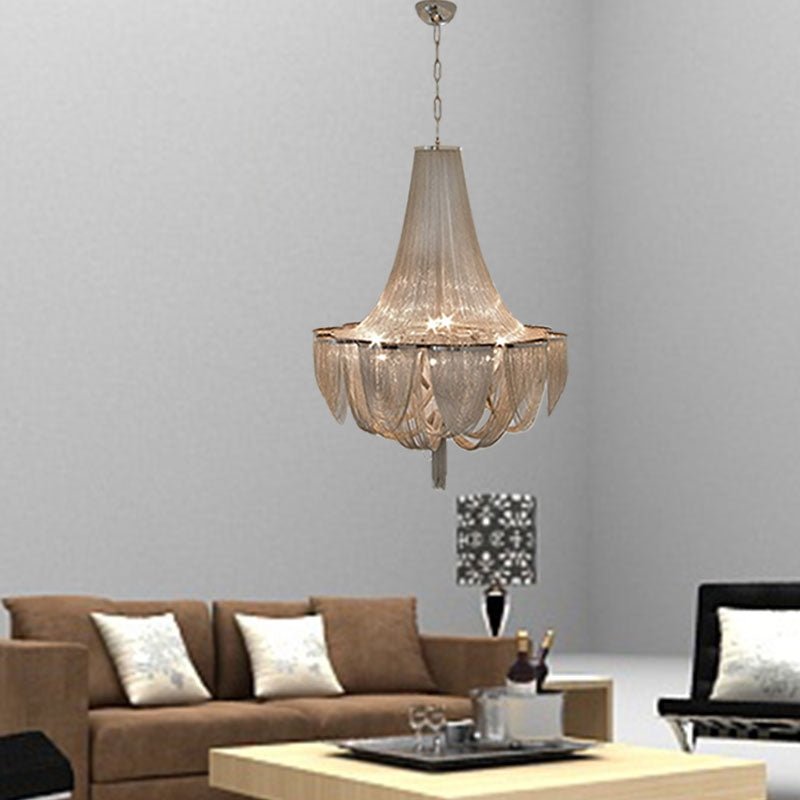 Designer Models Oversized Aluminium Long Tassel Pendant Chendelier for Large Living Room/Staircase/Villa - zelnolighting