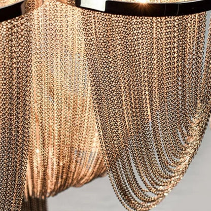 Designer Models Oversized Aluminium Long Tassel Pendant Chendelier for Large Living Room/Staircase/Villa - zelnolighting