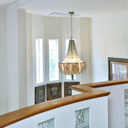 Designer Models Oversized Aluminium Long Tassel Pendant Chendelier for Large Living Room/Staircase/Villa - zelnolighting