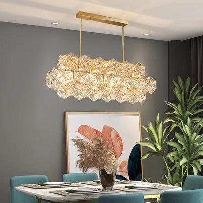 Designer Recommended Modern Rectangle Crystal Pendant Chandelier for Dining Table/Kitchen Island/Bar - Zelno Lighting