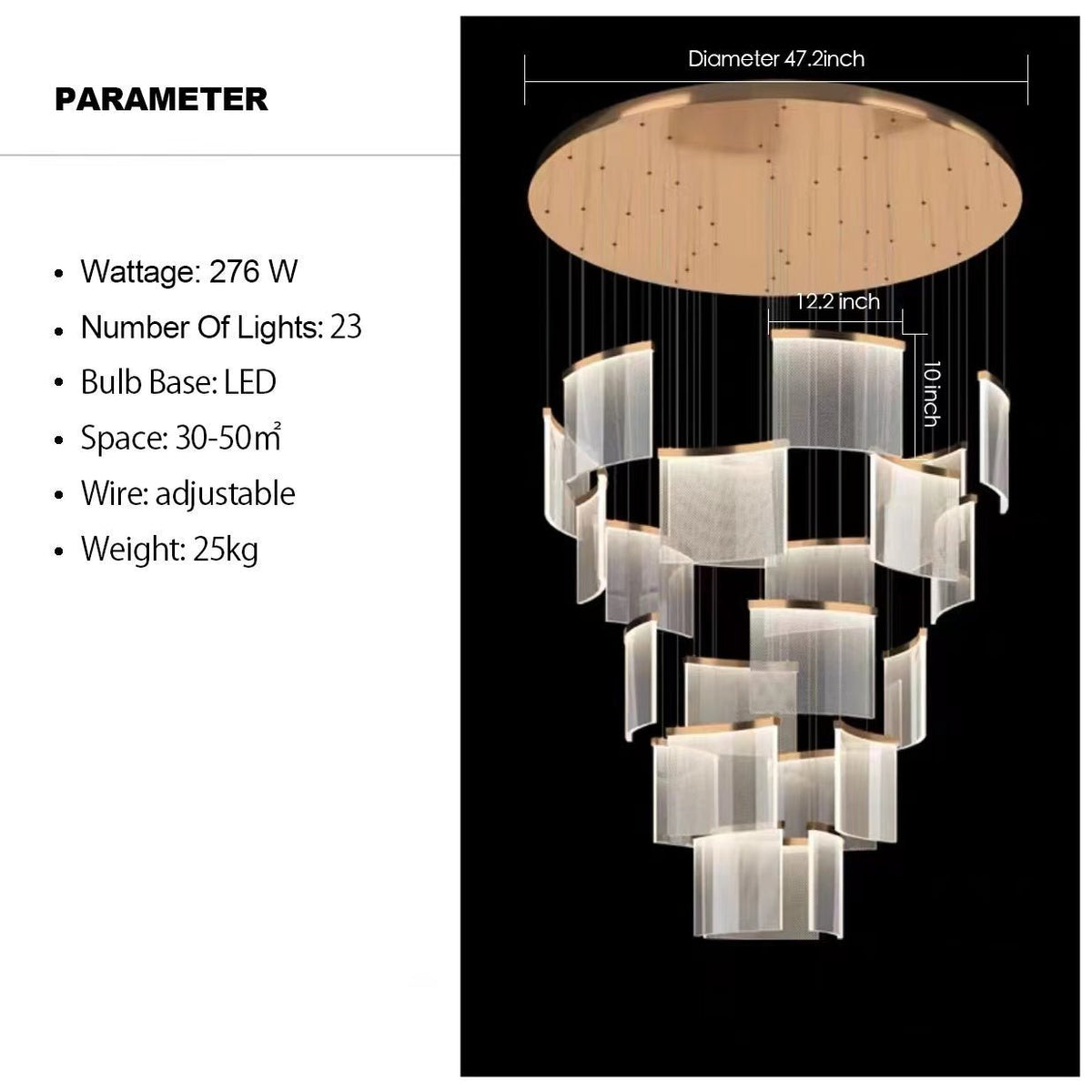Designer Tile Chandelier For Foyer And High Ceiling Living Room - Zelno Lighting