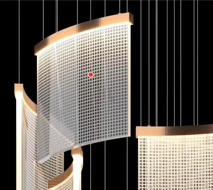 Designer Tile Chandelier For Foyer And High Ceiling Living Room - Zelno Lighting