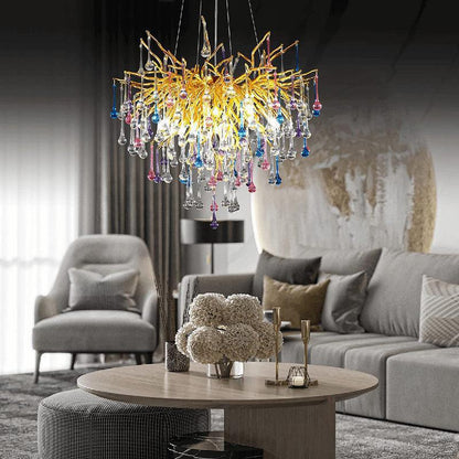 Doris Crystal Branch Chandelier 23.5"D Gold - Zelno Lighting