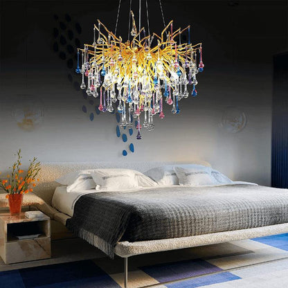 Doris Crystal Branch Chandelier 23.5"D Gold - Zelno Lighting