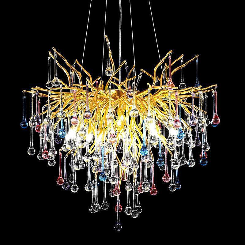 Doris Crystal Branch Chandelier 23.5"D Gold - Zelno Lighting