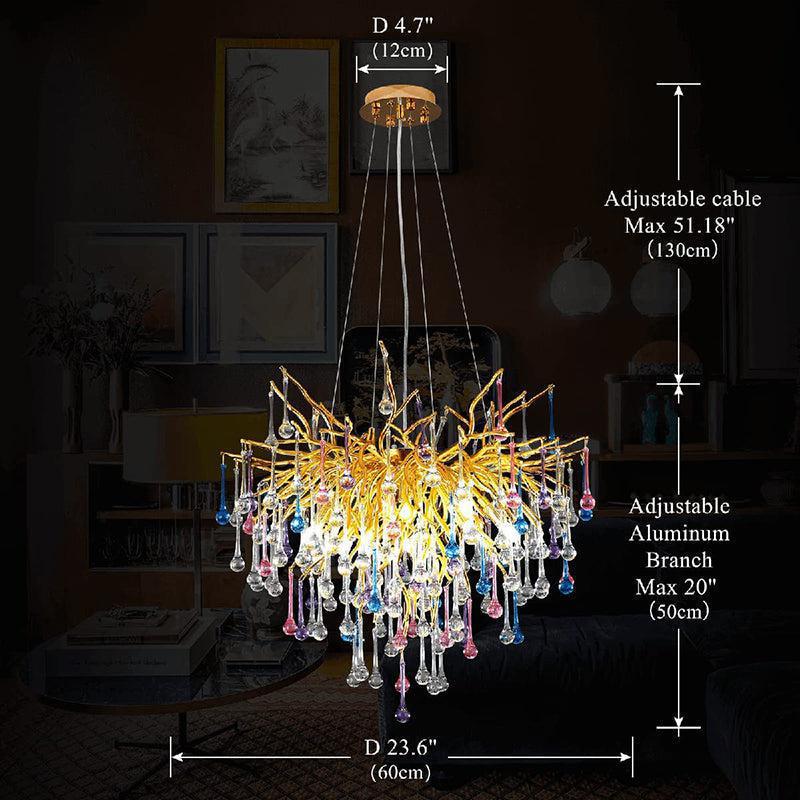Doris Crystal Branch Chandelier 23.5"D Gold - Zelno Lighting