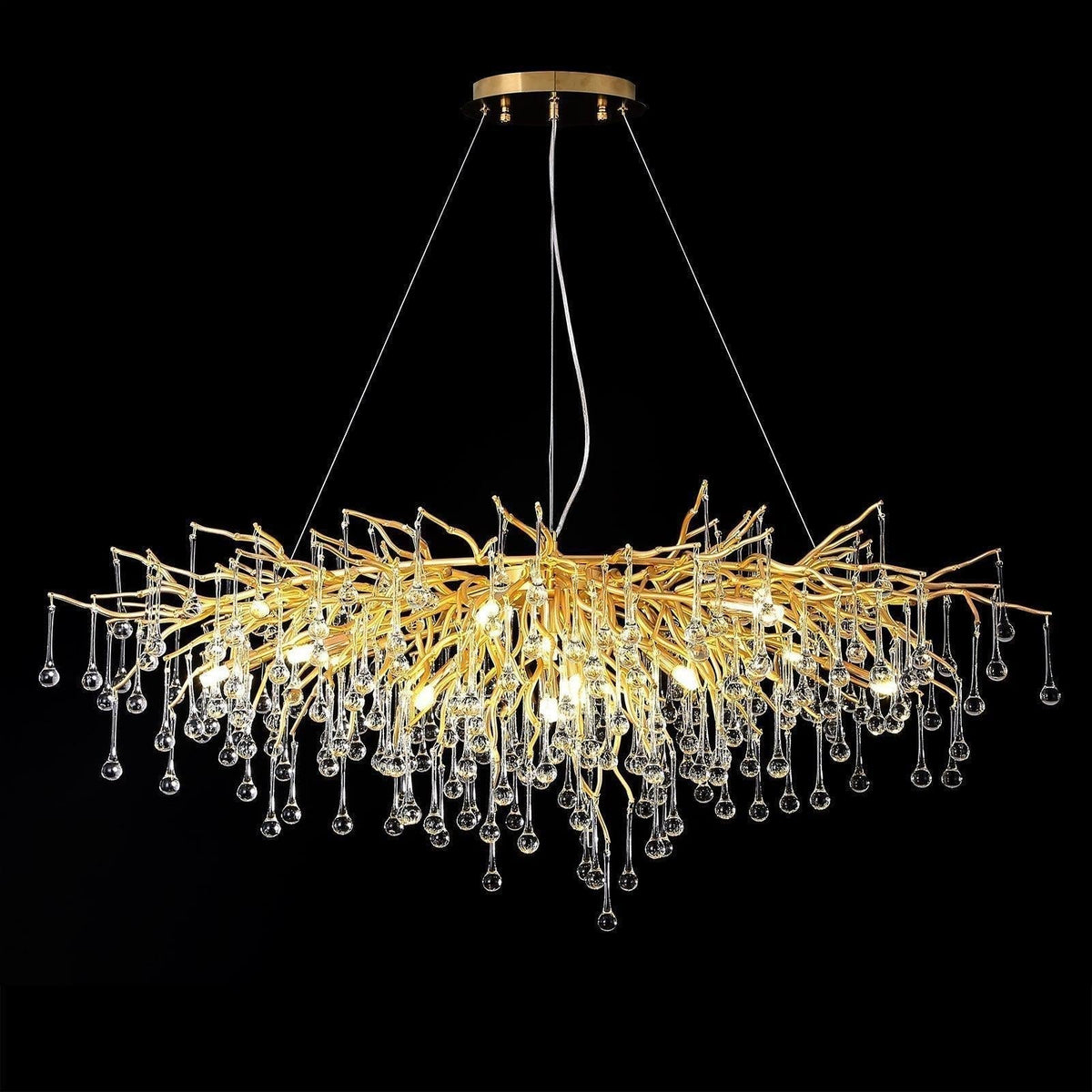 Doris Crystal Rectangular Branch Chandelier L45" - Zelno Lighting