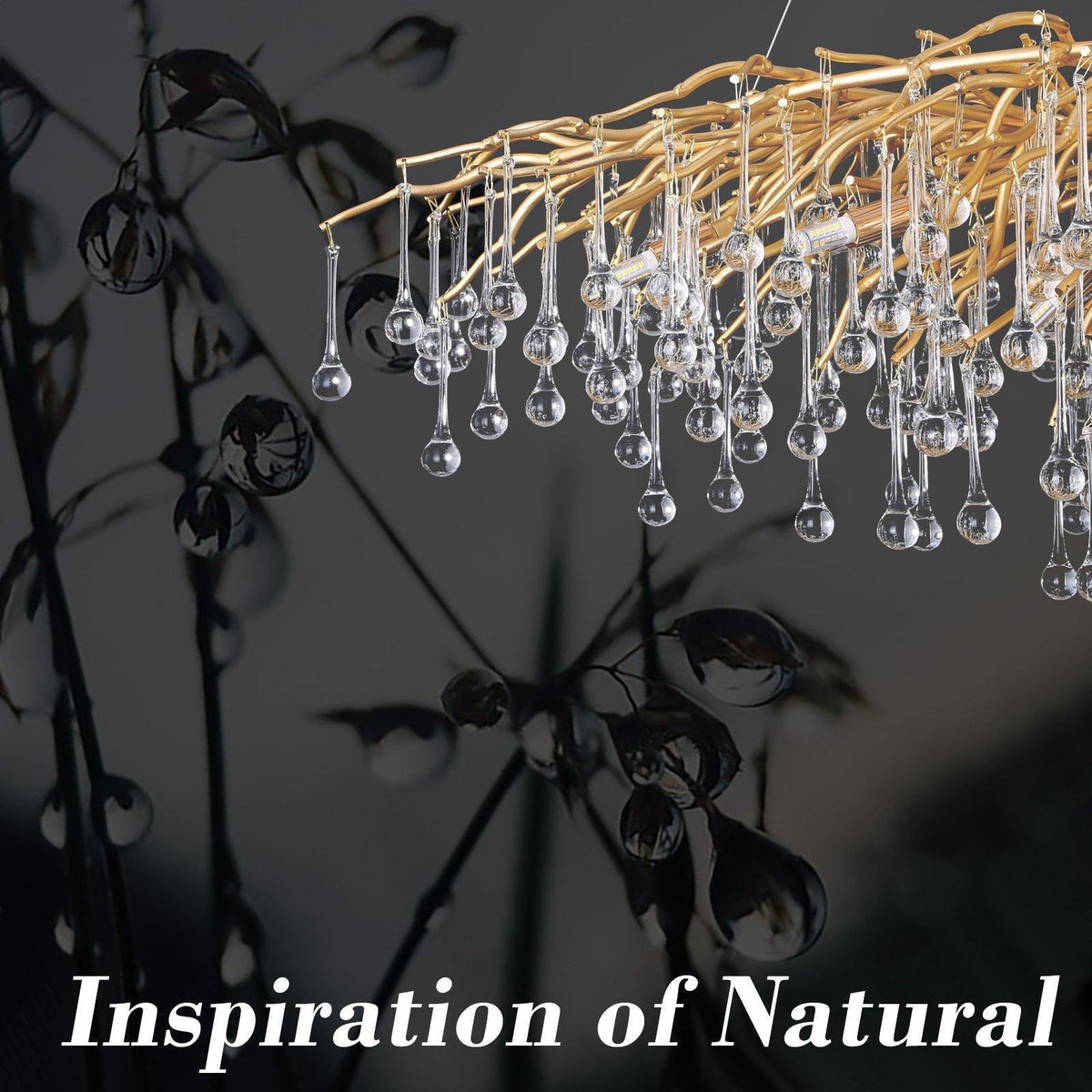 Doris Crystal Rectangular Branch Chandelier L45" - Zelno Lighting