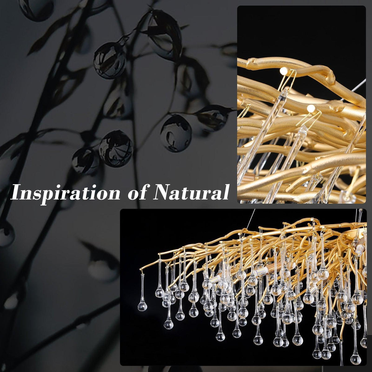 Doris Crystal Rectangular Branch Chandelier L45" - Zelno Lighting