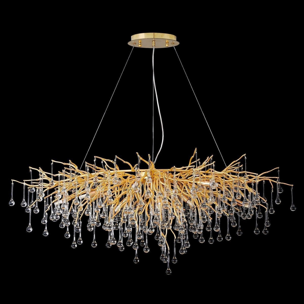 Doris Crystal Rectangular Branch Chandelier L45" - Zelno Lighting