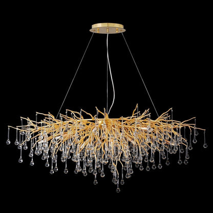 Doris Crystal Rectangular Branch Chandelier L45" - Zelno Lighting