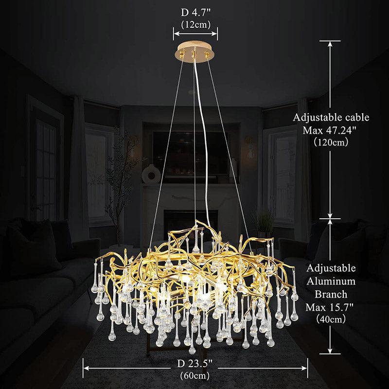 Doris Crystal Round Branch Chandelier 23.5"D Gold - Zelno Lighting