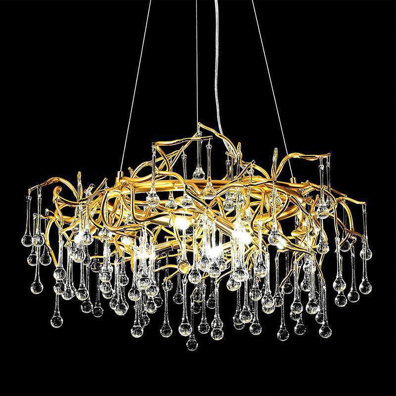 Doris Crystal Round Branch Chandelier 23.5"D Gold - Zelno Lighting